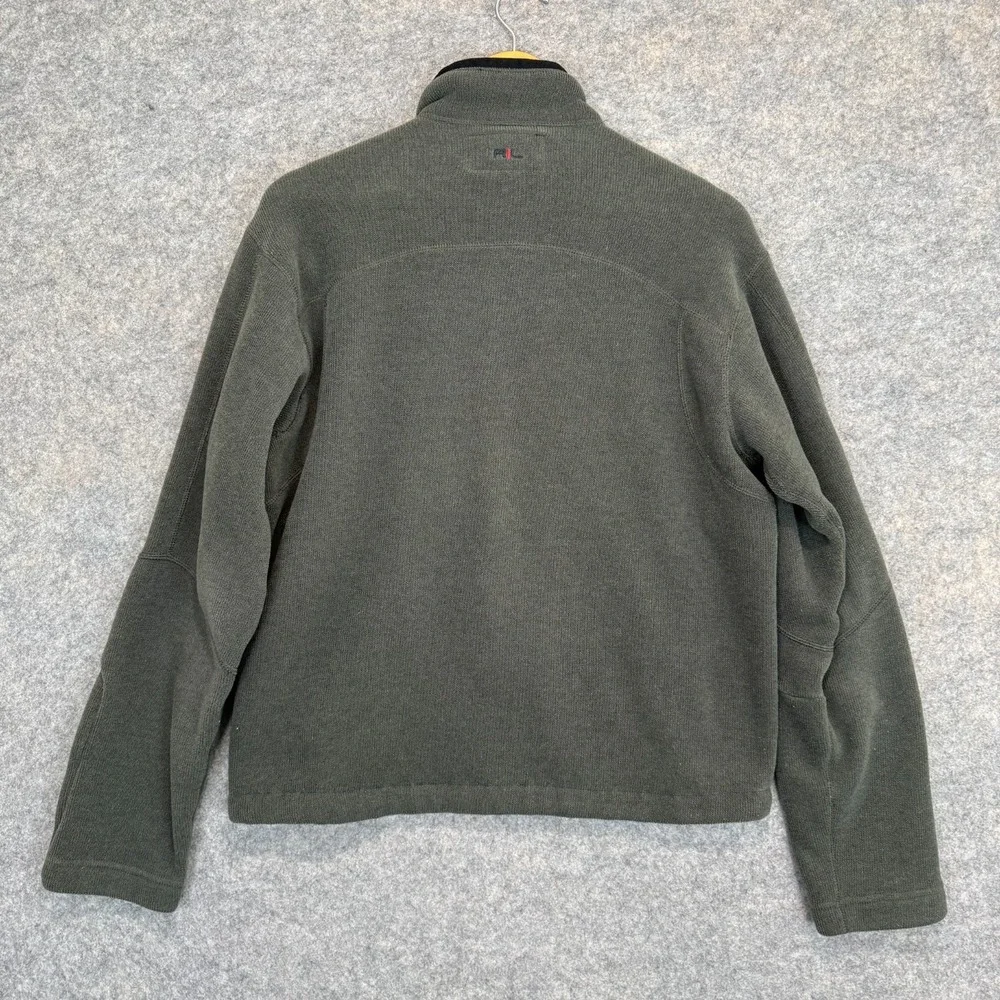 Vintage Polo Ralph Lauren Fleece Jacket Mens Large Zip Pocket RL Dark Green Coat